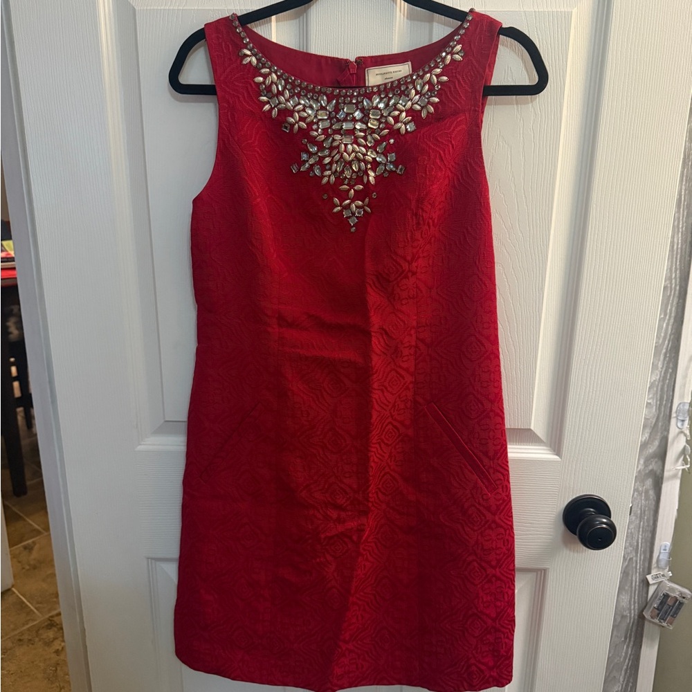 Elegant Red Embellished Dress MOULINETTE SOEURS size 10